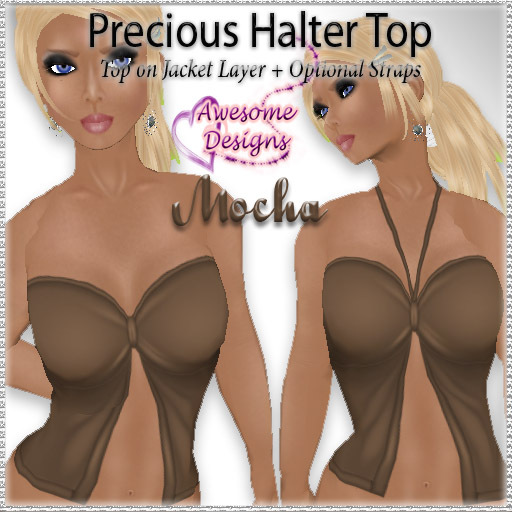 *Awesome Designs Precious Halter Top Mocha