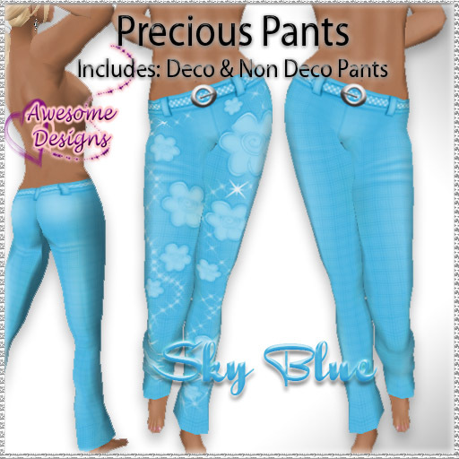 *Awesome Designs Precious Pants In Sky Blue