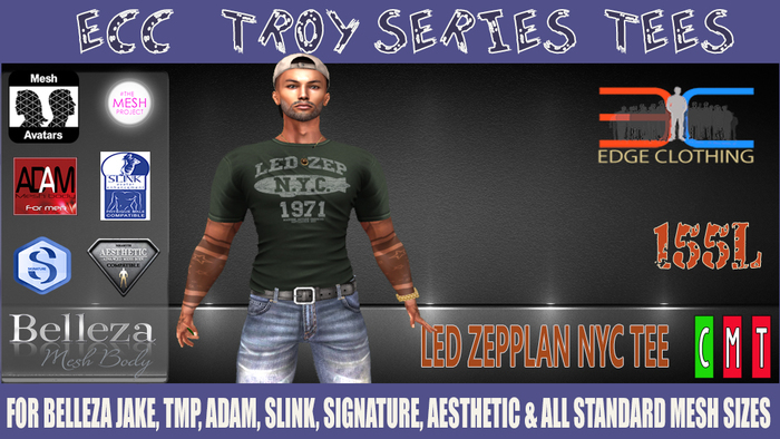 LED ZEP NYC ARMY GREEN TEES
