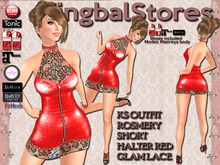 KS OUTFIT ROSMERY SHORT HALTER RED GLAM LACE