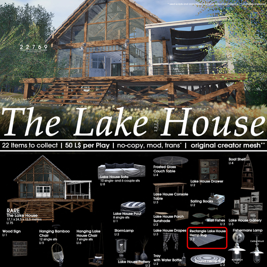 22769 - Rectangle Lake House Hemp Rug - COMMON