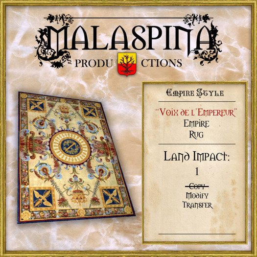 LM Malaspina "Voix de l'Empereur" Empire Rug