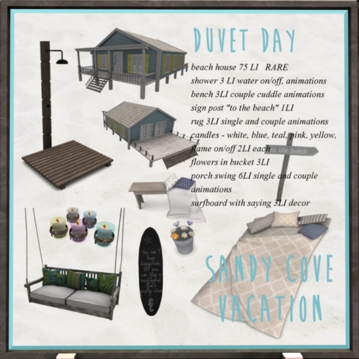 Second Life Marketplace [DD] Sandy Cove Vacation FULL SET w/RARE