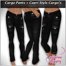 *Awesome Designs Cargo Pants + Capri's In Black