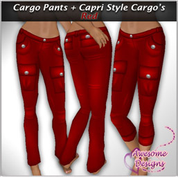 *Awesome Designs Cargo Pants + Capri's In Red