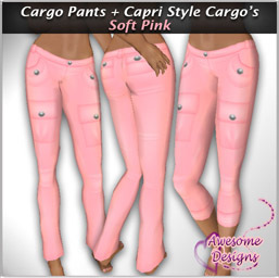*Awesome Designs Cargo Pants + Capri's In Soft Pink