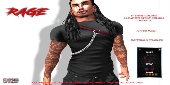 [F] Rage Shirt w/ Strap & Chains - Fitmesh - FATPACK