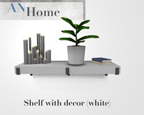AN  Shelf w/brackets and decor (white) (box)