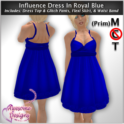 *Awesome Designs Influence Dress In Royal Blue