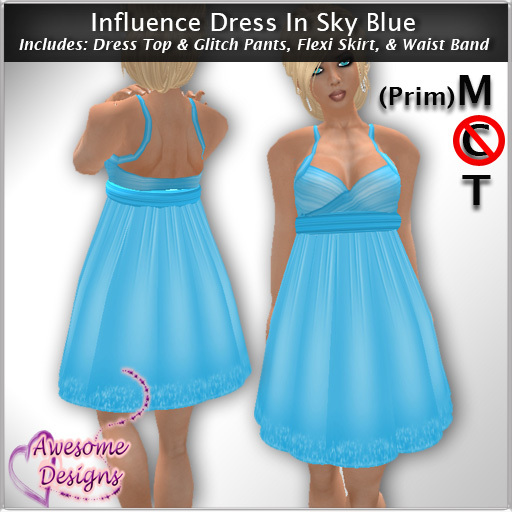 *Awesome Designs Influence Dress In Sky Blue