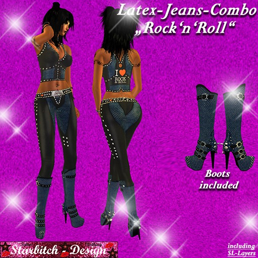 Latex-Jeans Combo "Rock-n-Roll" With Boots (including Omega-Applier)