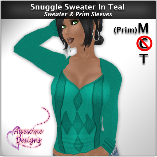 *Awesome Designs Snuggle Sweater In Teal