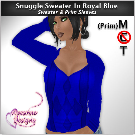 *Awesome Designs Snuggle Sweater In Royal Blue