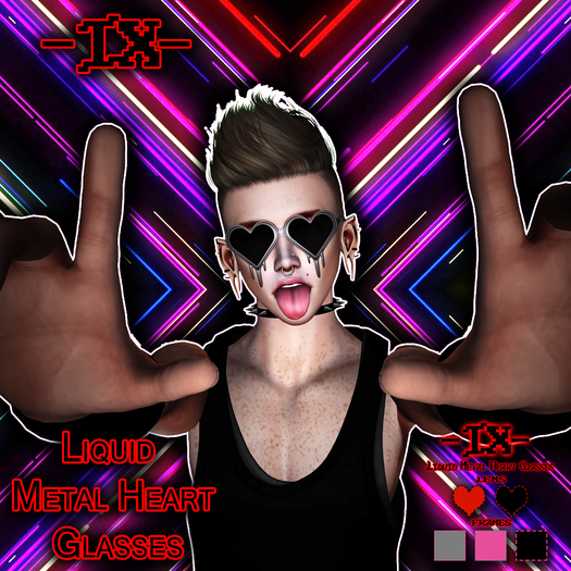 -IX- Liquid Metal Heart Glasses BOX *ADD*