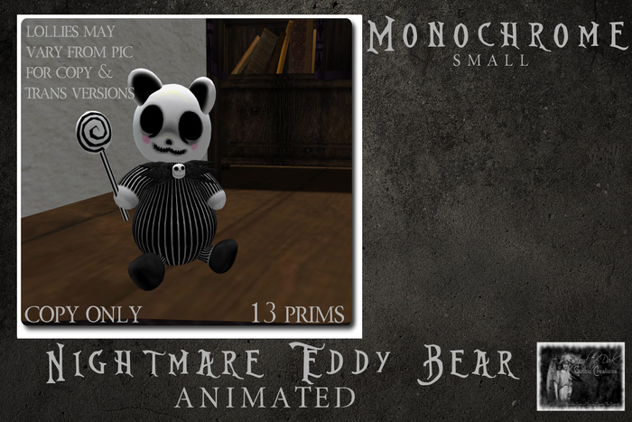 BtD Nightmare teddy  Monochrome copy  {Bagged}