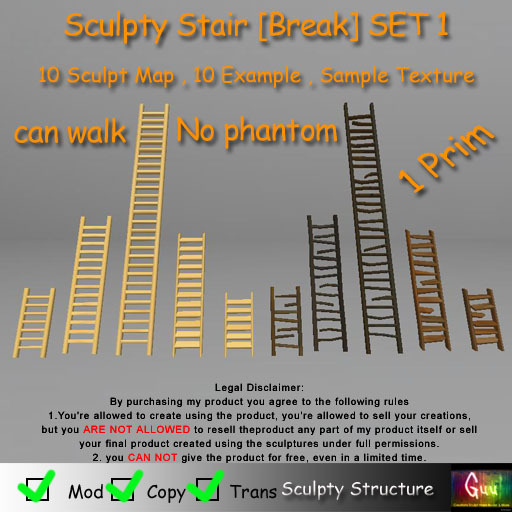 -=((Guu))=- Sculpty Stair Break SET1 [BOXED] / SCULPT MAP & Sample Texture 
