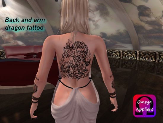 Omega dragon back & arm tattoo