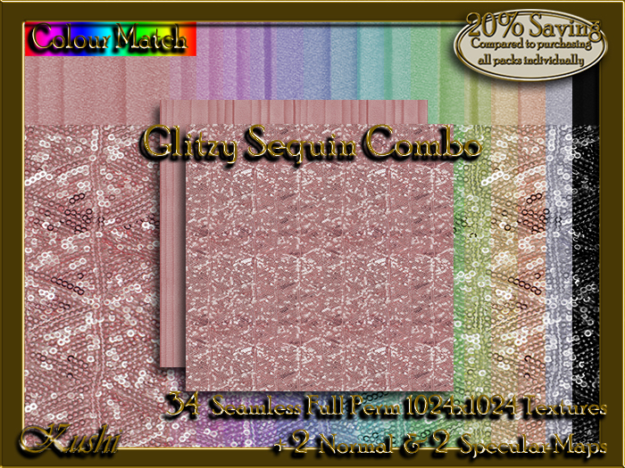 !Kushi! GlitzySequinCOMBO Textures -WEAR TO UNPACK