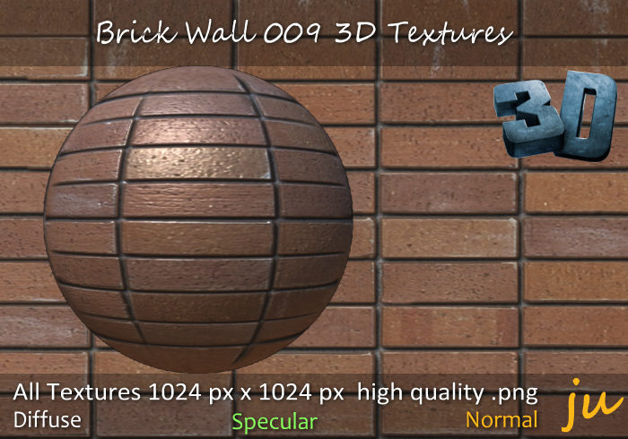 JU Brick Wall 009 3D Textures Full Perm