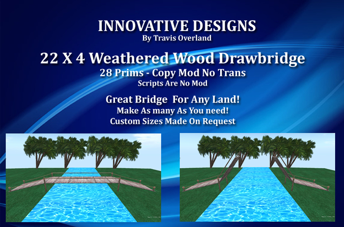 22X4 Weathered Wood Roped Drawbridge