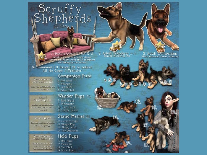 JIAN Scruffy Shepherds 1. Hanging Couch Buddy RARE