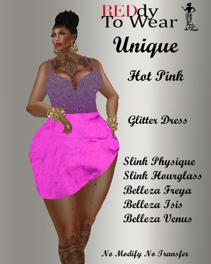 RTW UNIQUE GLITTER DRESS Hot Pink