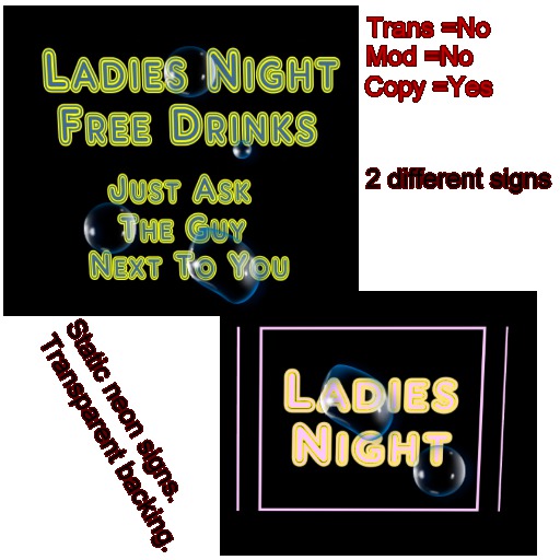 Ladies Night Neon Signs Boxed