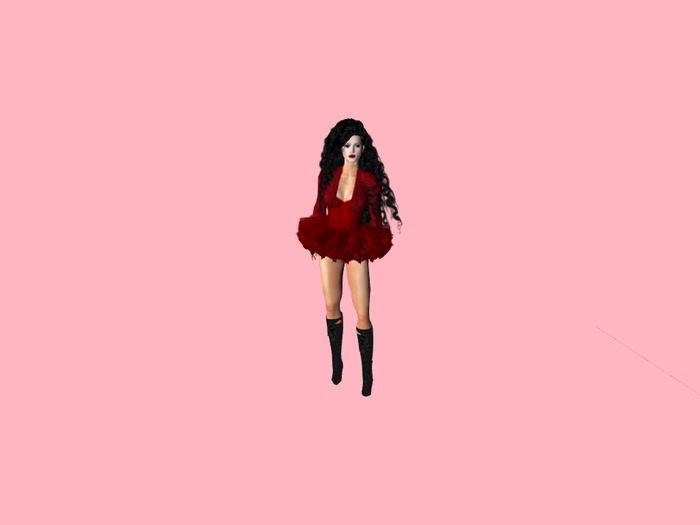 Red and black Carry skirt outfit