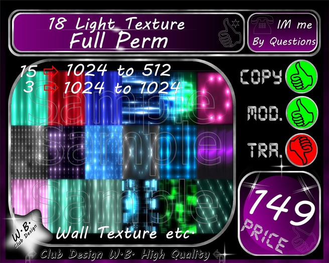 * 18 Light Texture * Full Perm *