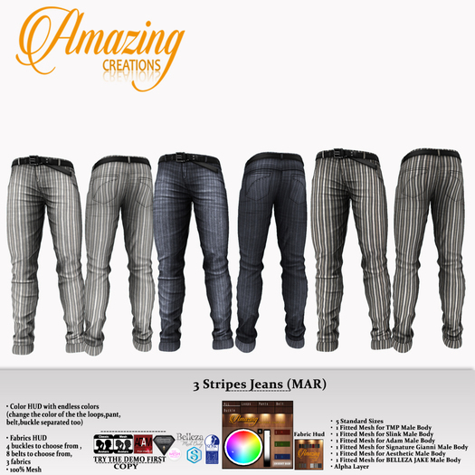 AmAzINg CrEaTiOnS 3 Stripes Jeans (MAR)
