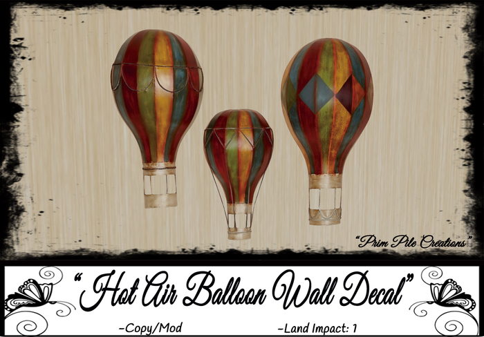 ~PPC~ Hot Air Balloon Wall Decal