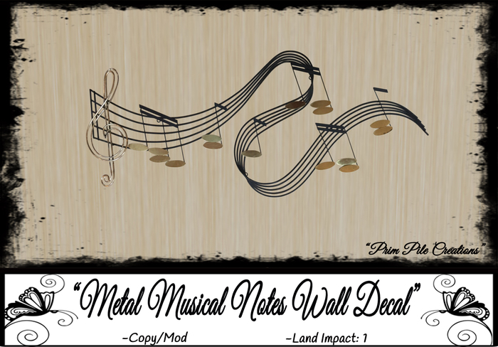 ~PPC~ Metal Musical Notes Wall Decal