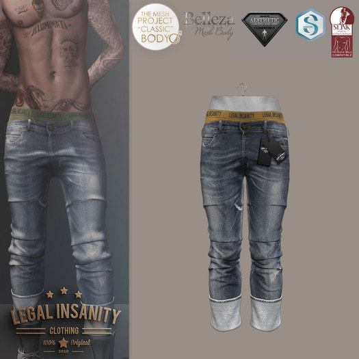 Legal Insanity - Sam rolled washed jeans