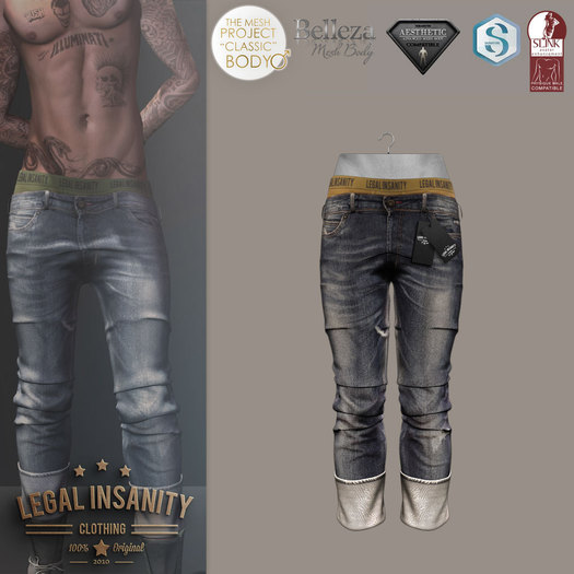 Legal Insanity - Sam rolled bleached jeans