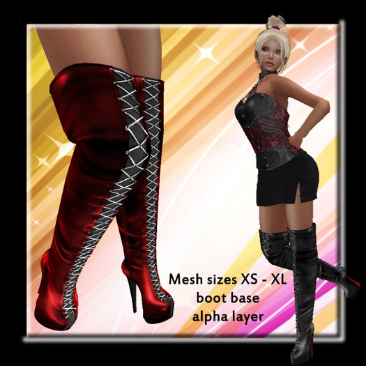 Sasha Mesh Lace Up Thigh Boots scarlet - silver