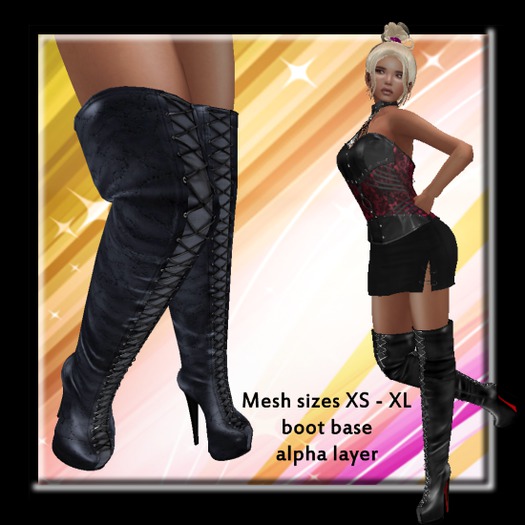 Sasha Mesh Lace Up Thigh Boots Indigo - silver