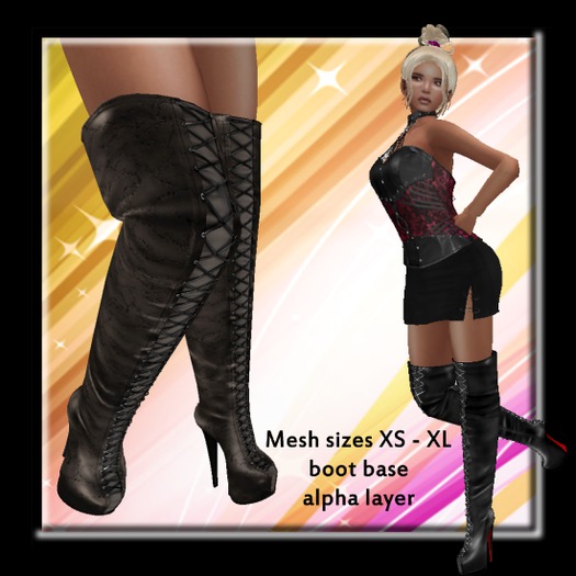 Sasha Mesh Lace Up Thigh Boots brown - silver