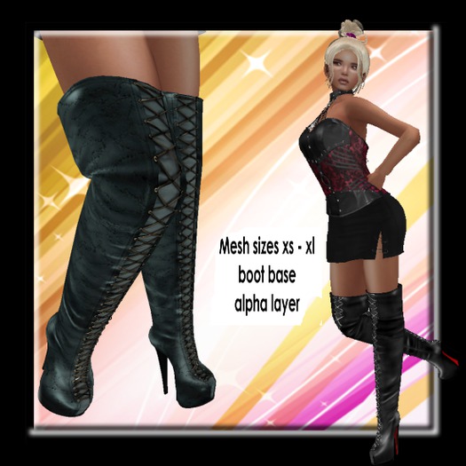 Sasha Mesh Lace Up Thigh Boots denim - gold