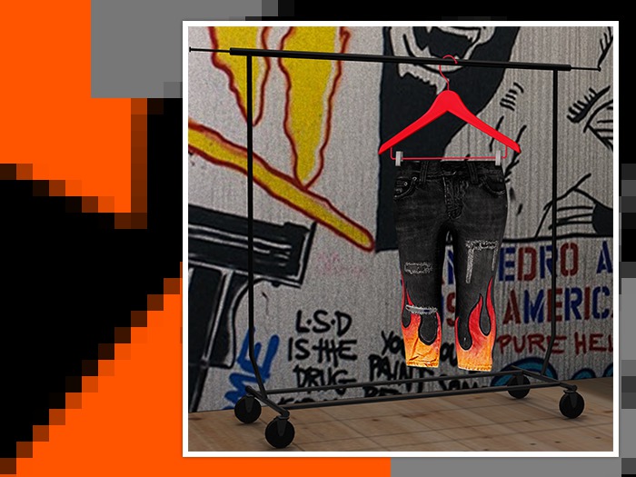 LONE - "FLAME" Ripped BlackDenim Trousers.
