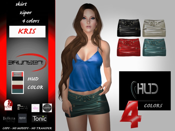 Brunsen! Kris Zipper Mesh Skirt wHUD Color