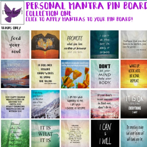 [ free bird ] Mantra Board Pin - Nod and Smile