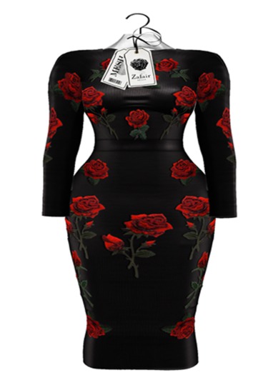 Zafair - Pencil Dress -Embellised Roses-