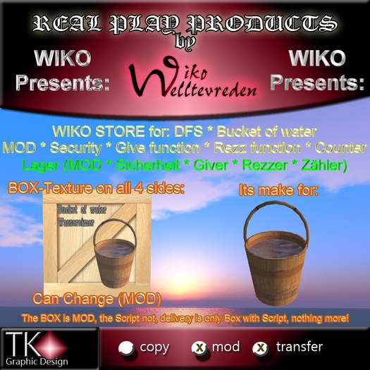 WIKO STORE for DFS * Bucket of water * MOD * Security * Give function * Rezz function * Counter 