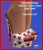 JULY 4TH PATRIOTIC GLITTER RED STARS HIGH SANDALS - MAITREYA