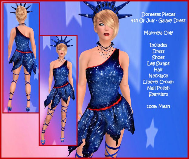JULY 4TH PATRIOTIC FANTASY GALAXY DRESS - MAITREYA