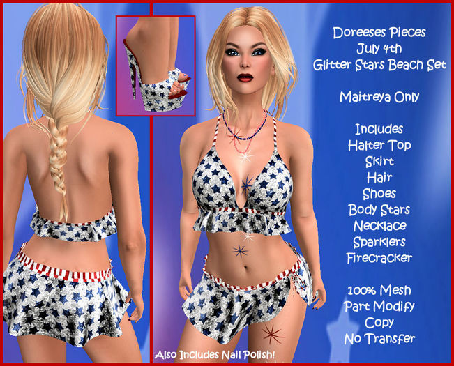4TH JULY GLITTER STARS BEACH SET