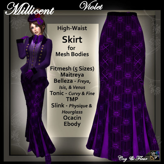 C&F Millicent Victorian Skirt - Mesh Bodies - Purple