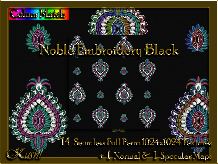 Noble Embroidery Black Textures 
