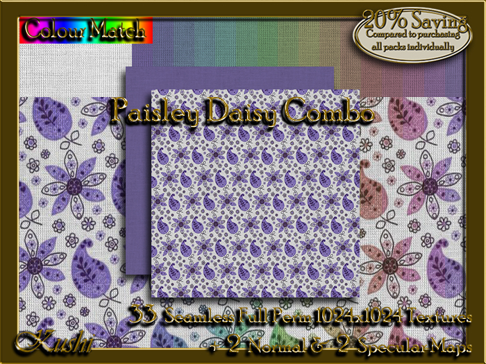 !Kushi! PaisleyDaisyCOMBO Textures -WEAR TO UNPACK