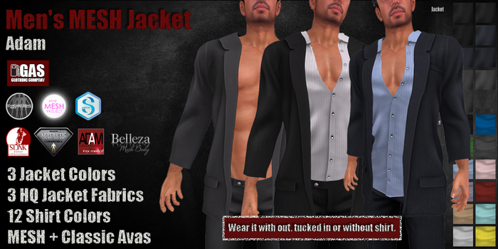 GAS [Men's MESH Jacket Adam - 3x3x12 Colors with HUD] Demo